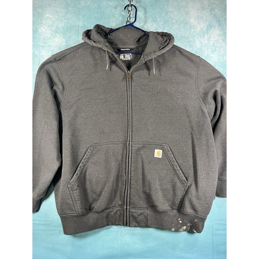 Y2K VTG Men’s Carhartt Full Zip Rain Defender Hoodie Cotton Sz 3XL Grey Outdoor